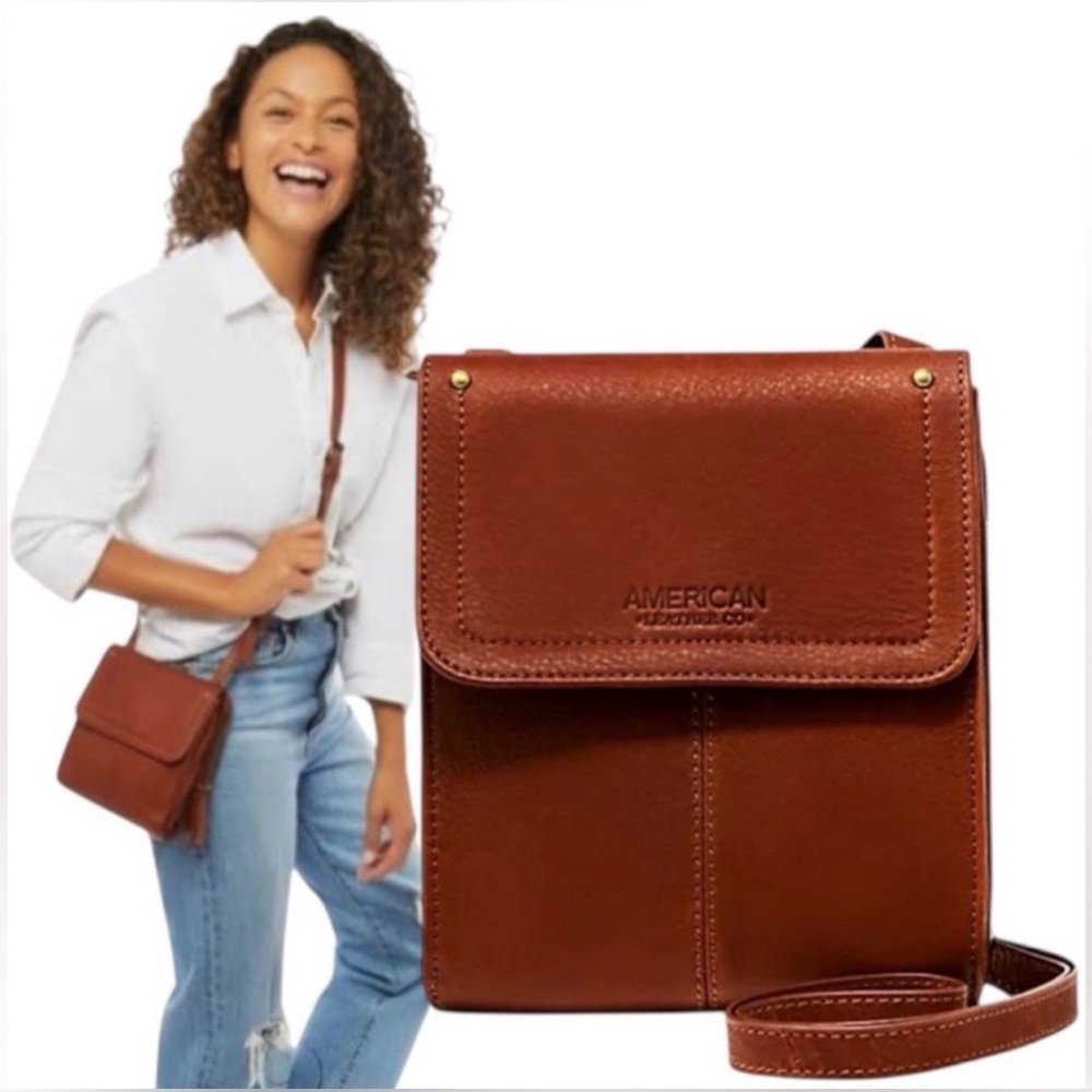 American Leather Co. Kansas Crossbody Bag Travel Classic Purse Wallet Passport